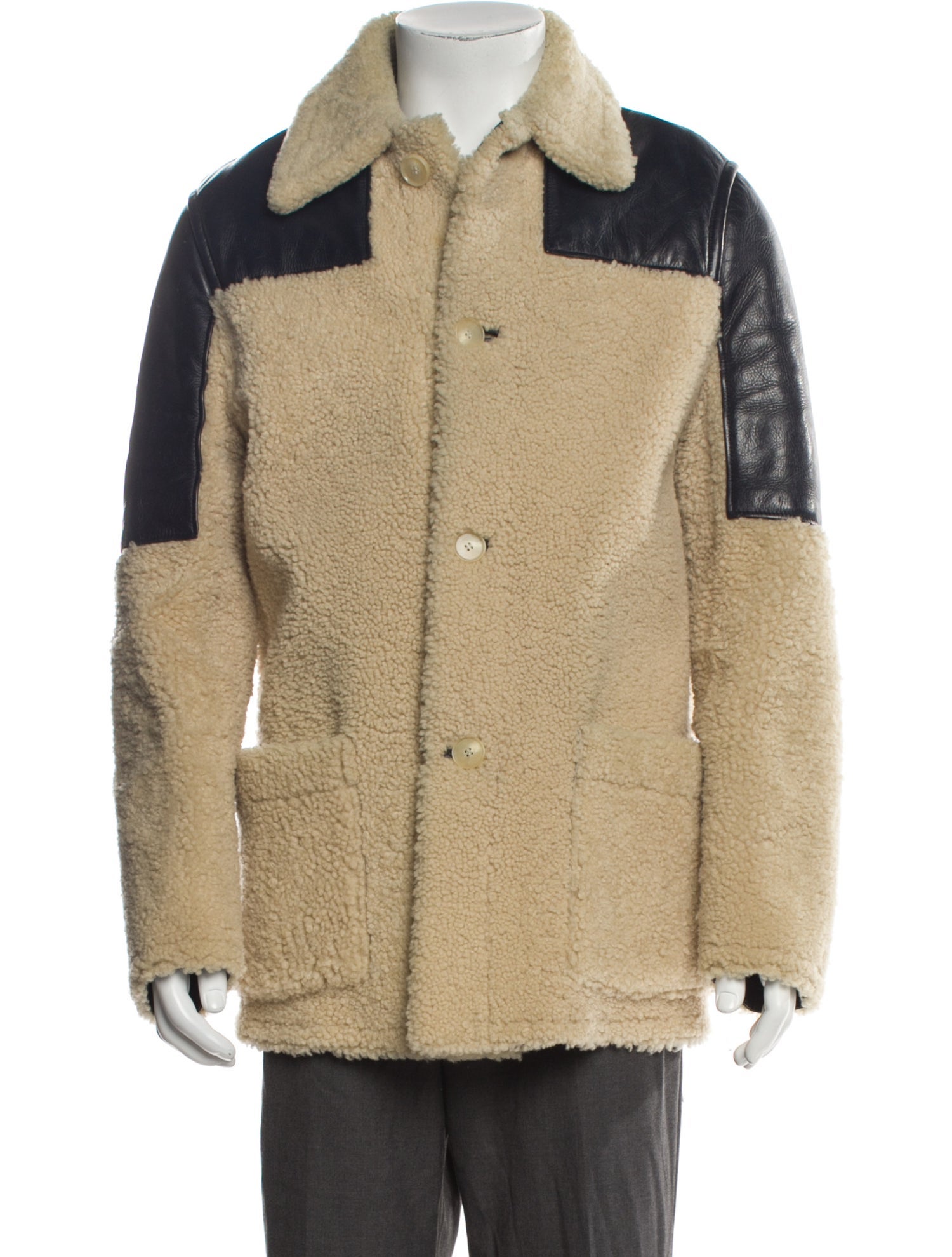 Acne Studios Shearling Colorblock Pattern Jacket