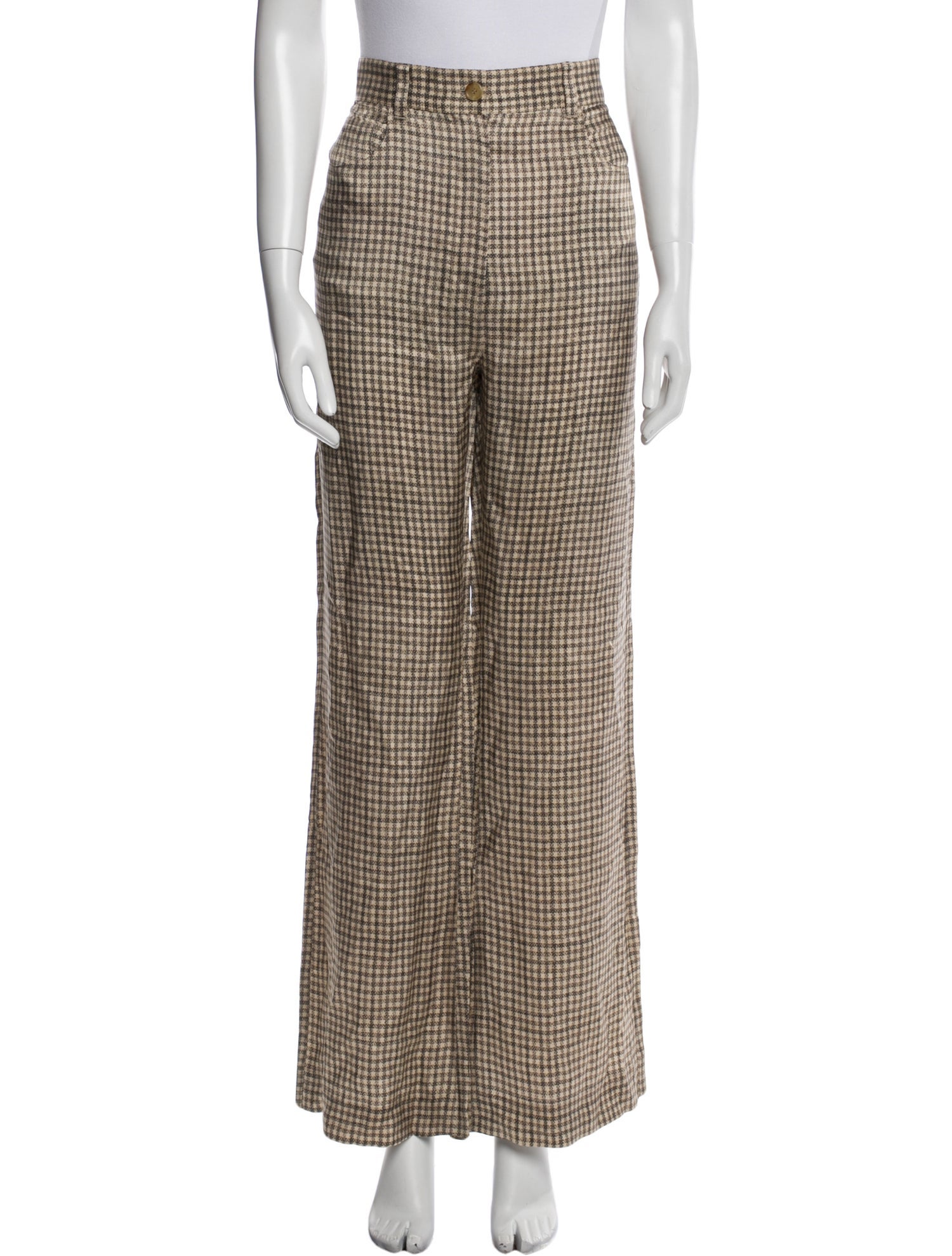 Acne Studios Plaid Print Wide Leg Pants