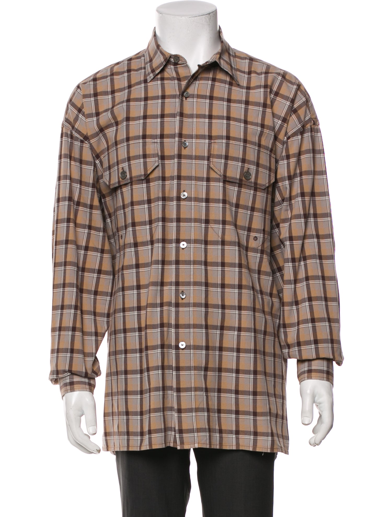 Acne Studios Plaid Print Long Sleeve Shirt