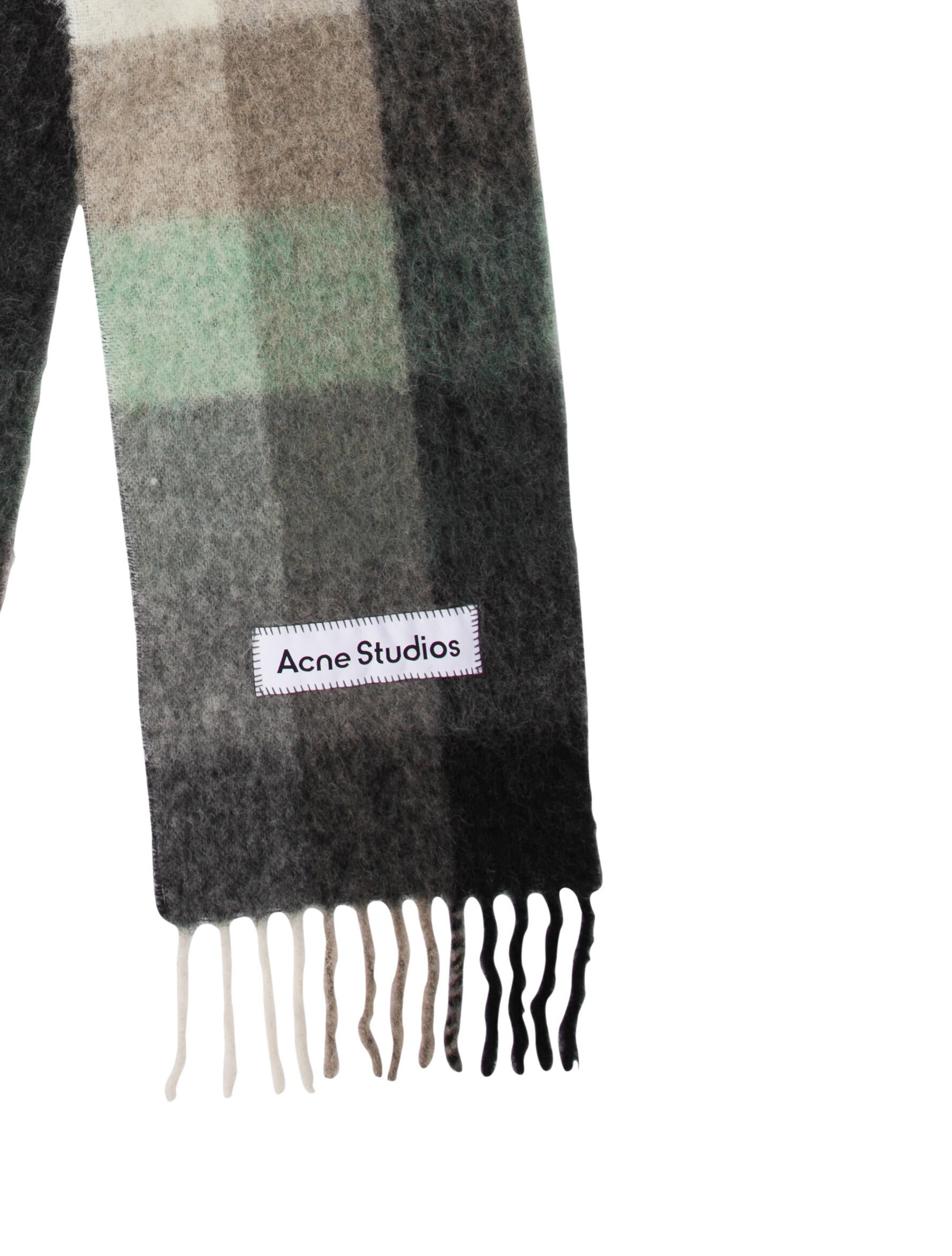 Acne Studios Alpaca Plaid Print Scarf