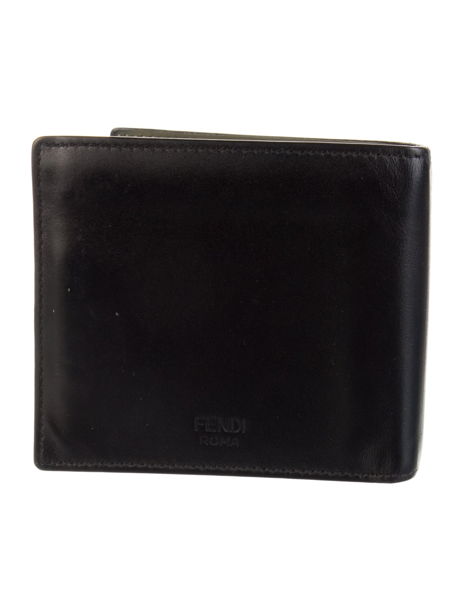 Fendi Faces Leather Compact Wallet
