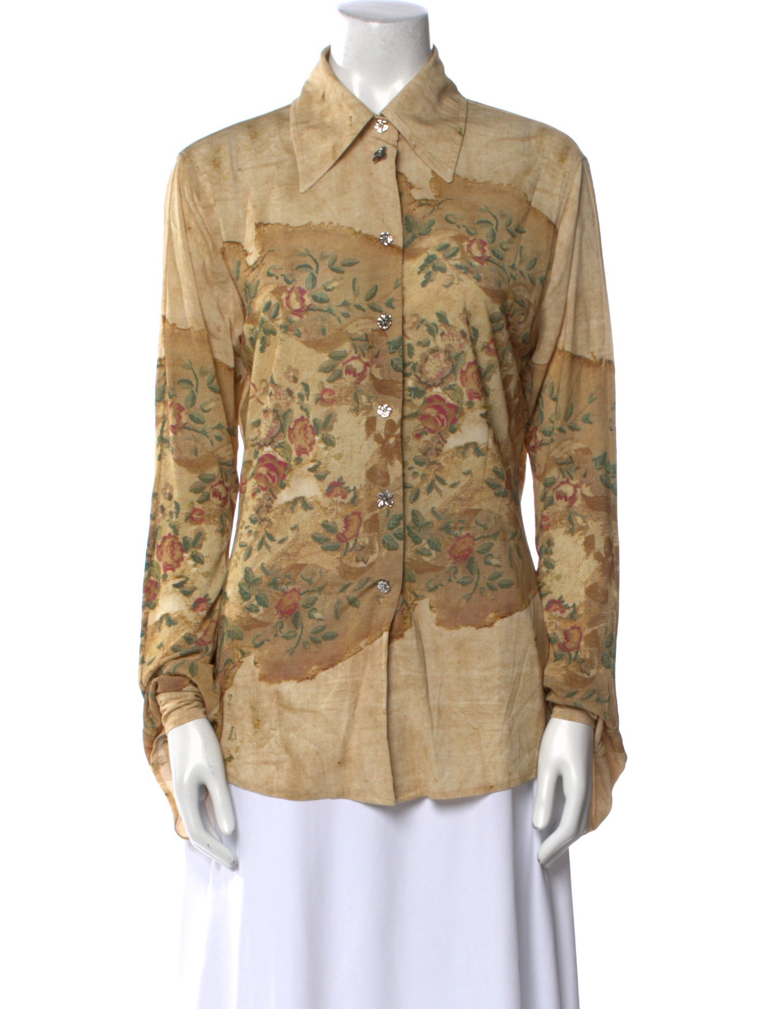 Acne Studios Floral Print Long Sleeve Button-Up Top