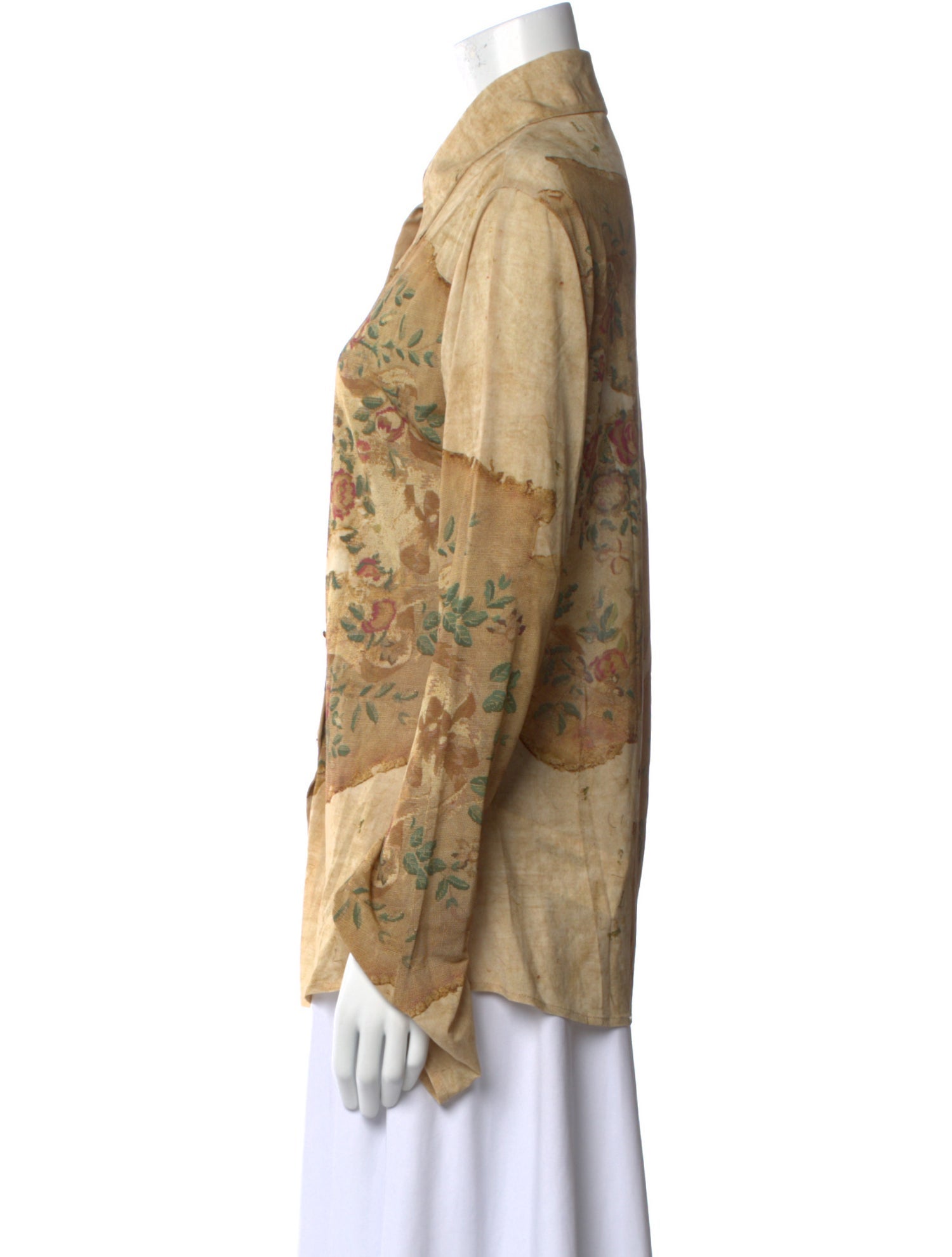 Acne Studios Floral Print Long Sleeve Button-Up Top