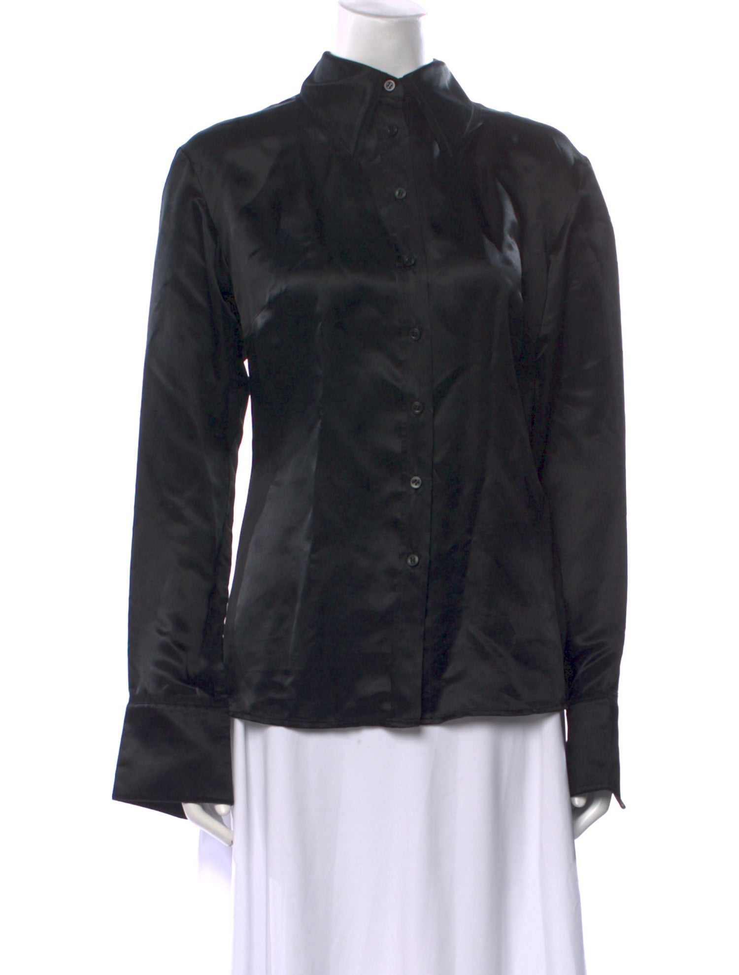 Acne Studios Mock Neck Long Sleeve Button-Up Top