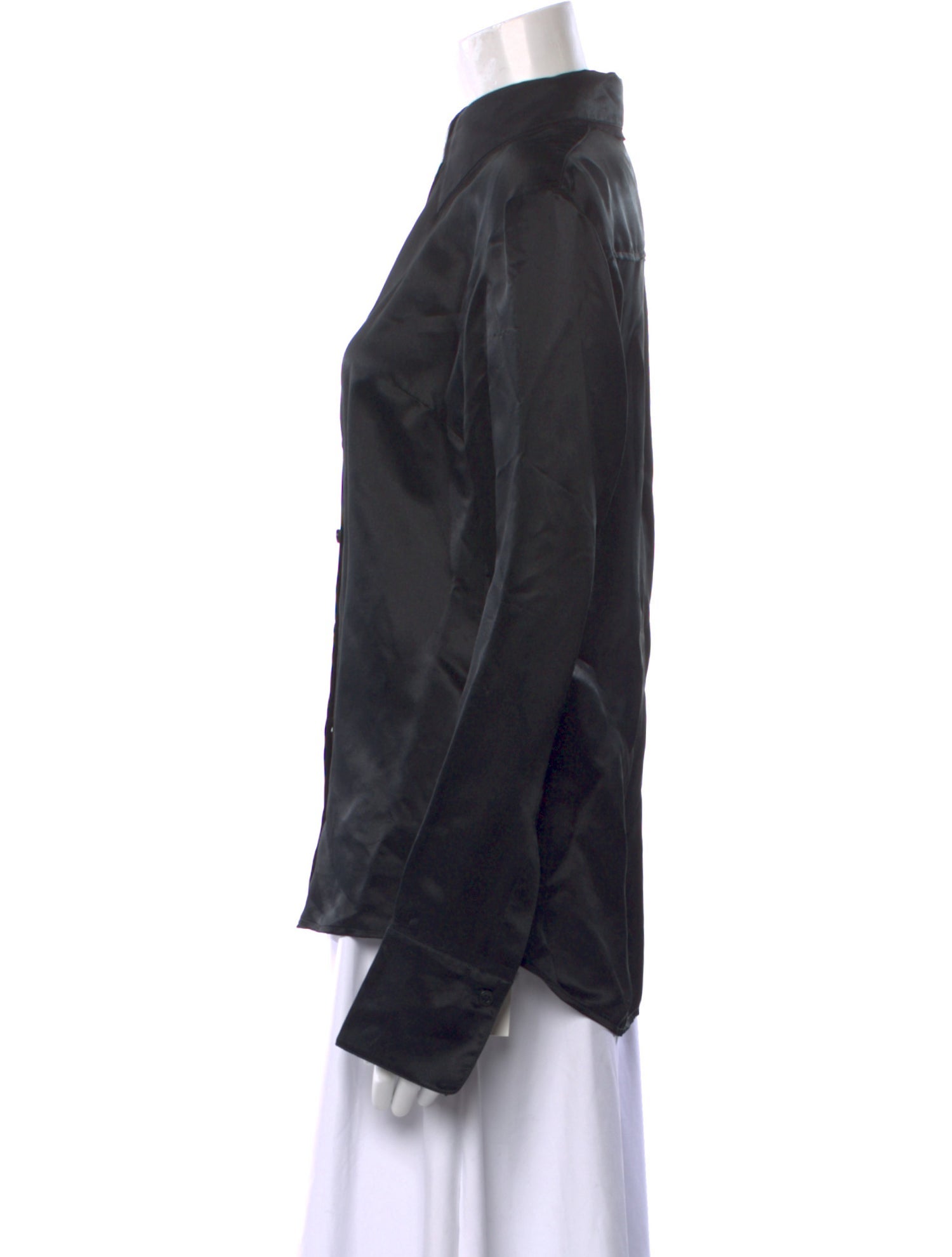 Acne Studios Mock Neck Long Sleeve Button-Up Top