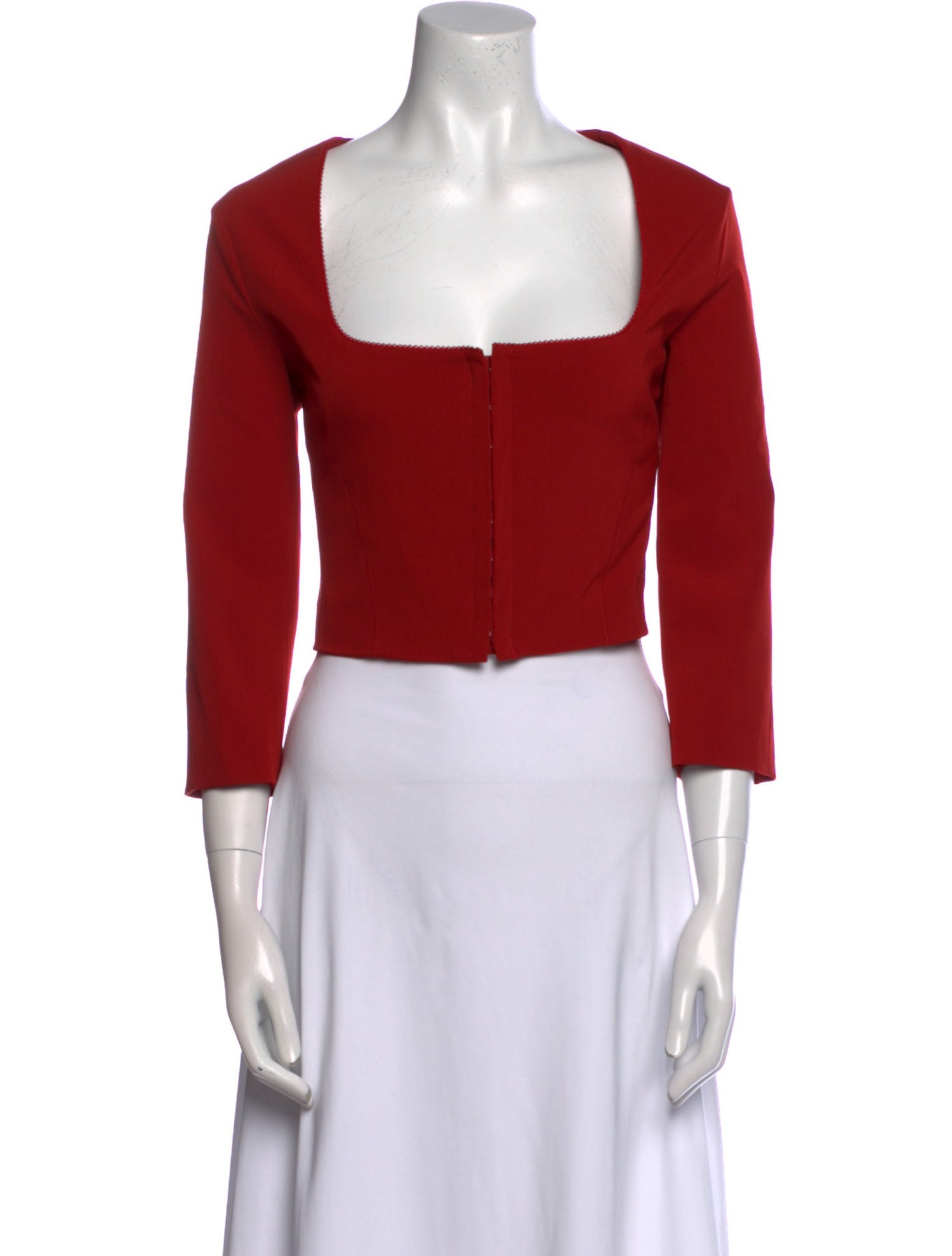 Acne Studios Square Neckline Three-Quarter Sleeve Crop Top