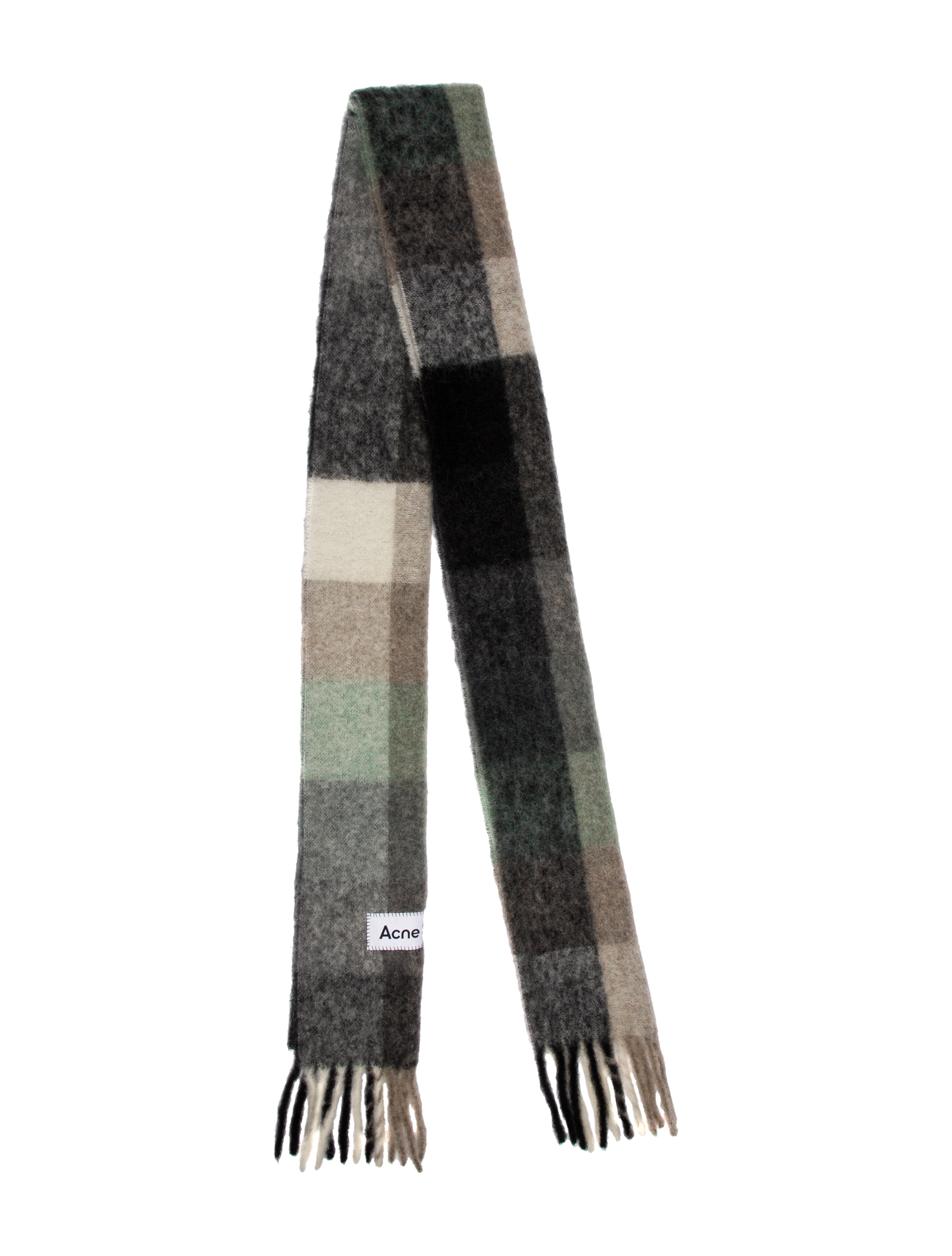 Acne Studios Alpaca Plaid Print Scarf