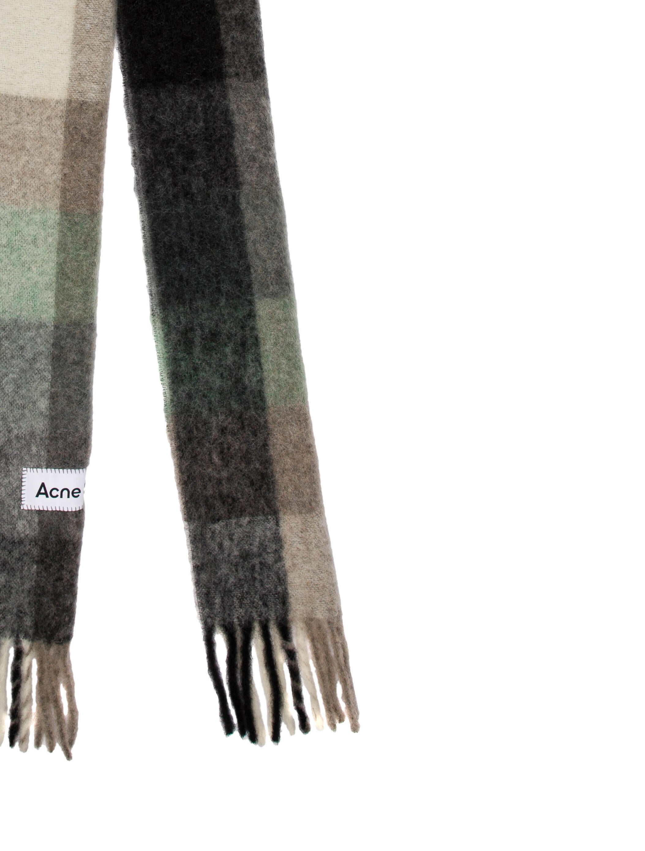 Acne Studios Alpaca Plaid Print Scarf