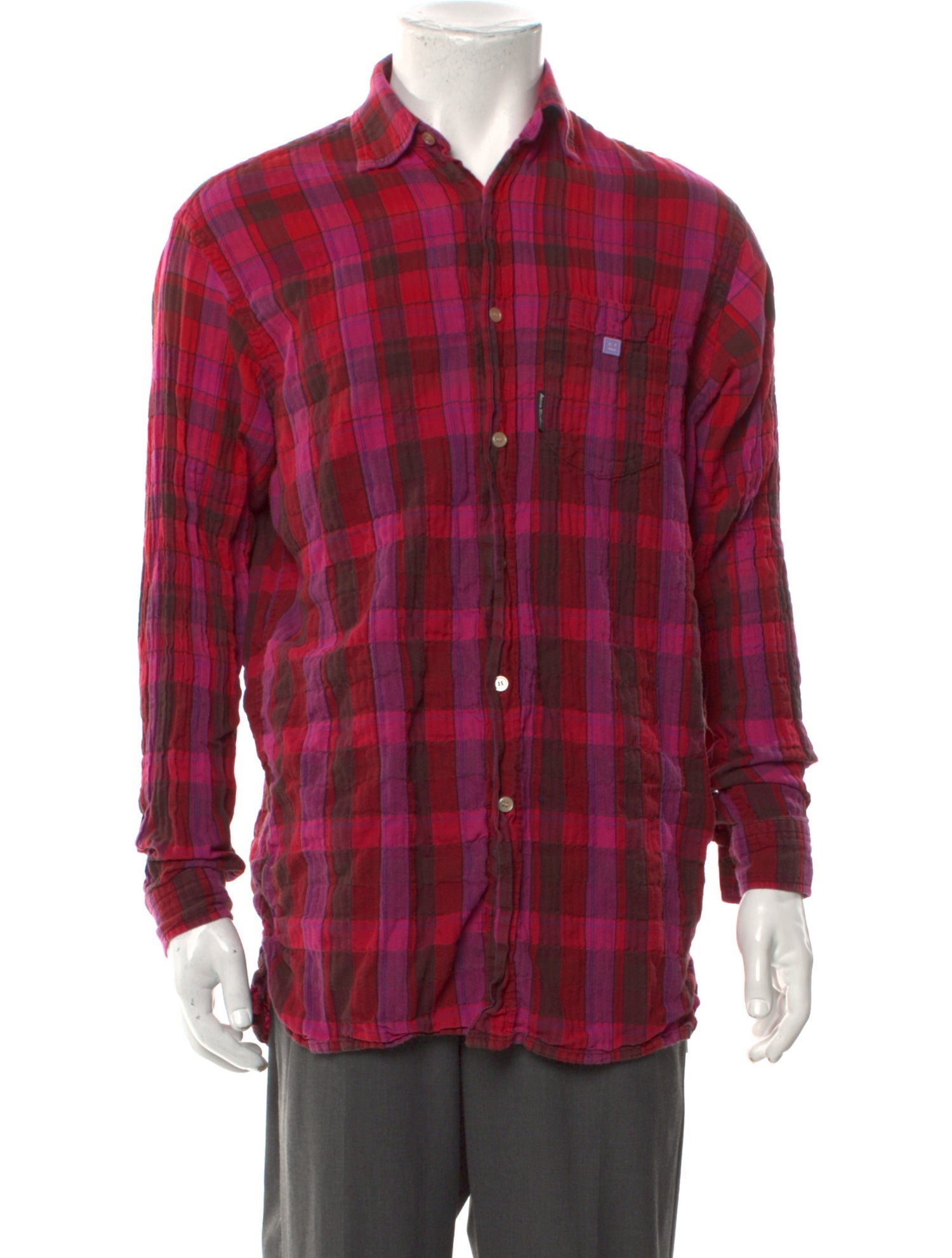 Acne Studios Plaid Print Long Sleeve Shirt