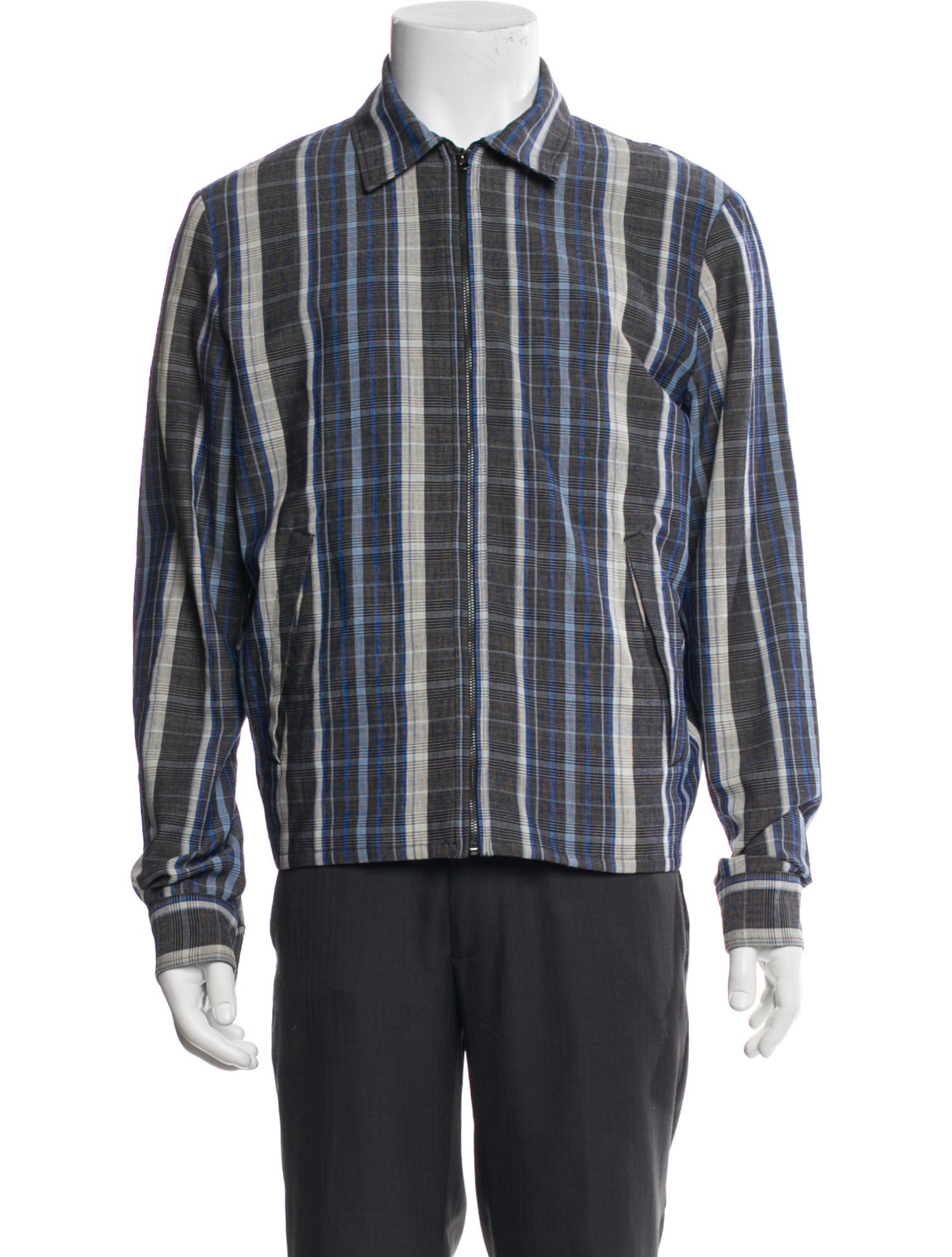 Acne Studios Wool Plaid Print Trucker Jacket