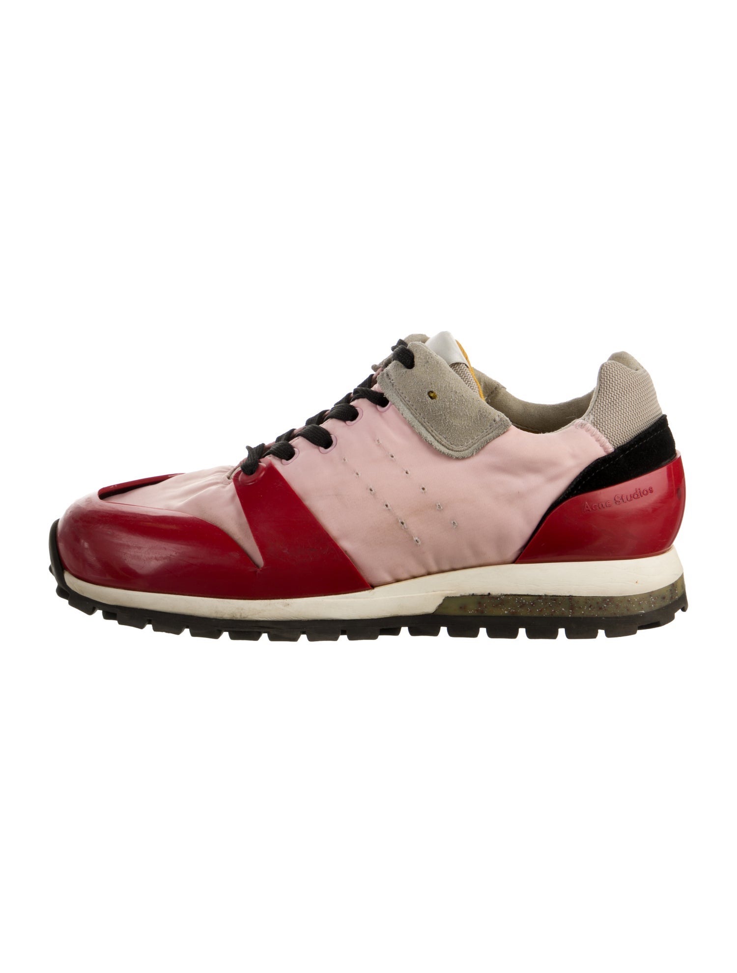 Acne Studios Leather Colorblock Pattern Athletic Sneakers