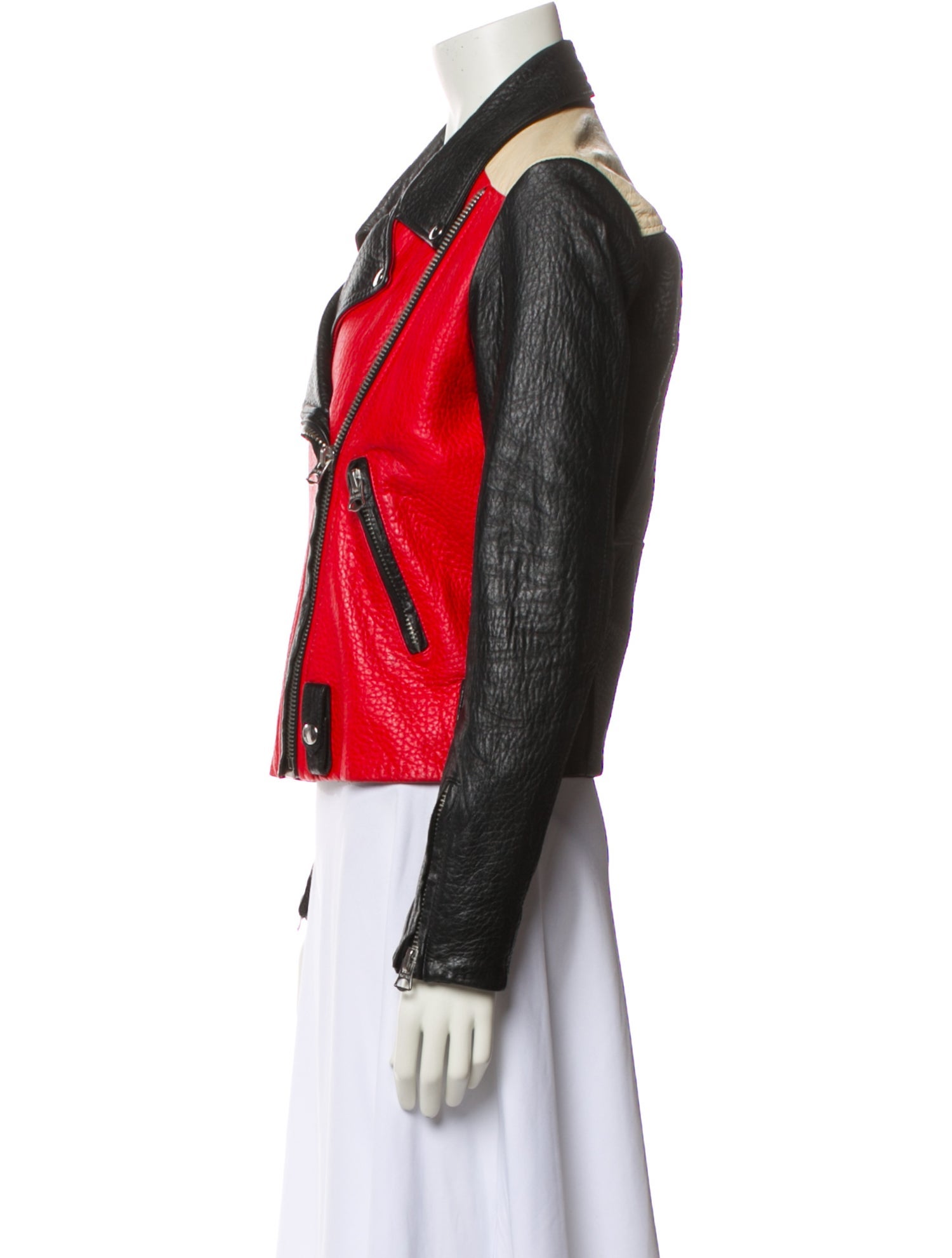 Acne Studios Leather Graphic Print Biker Jacket