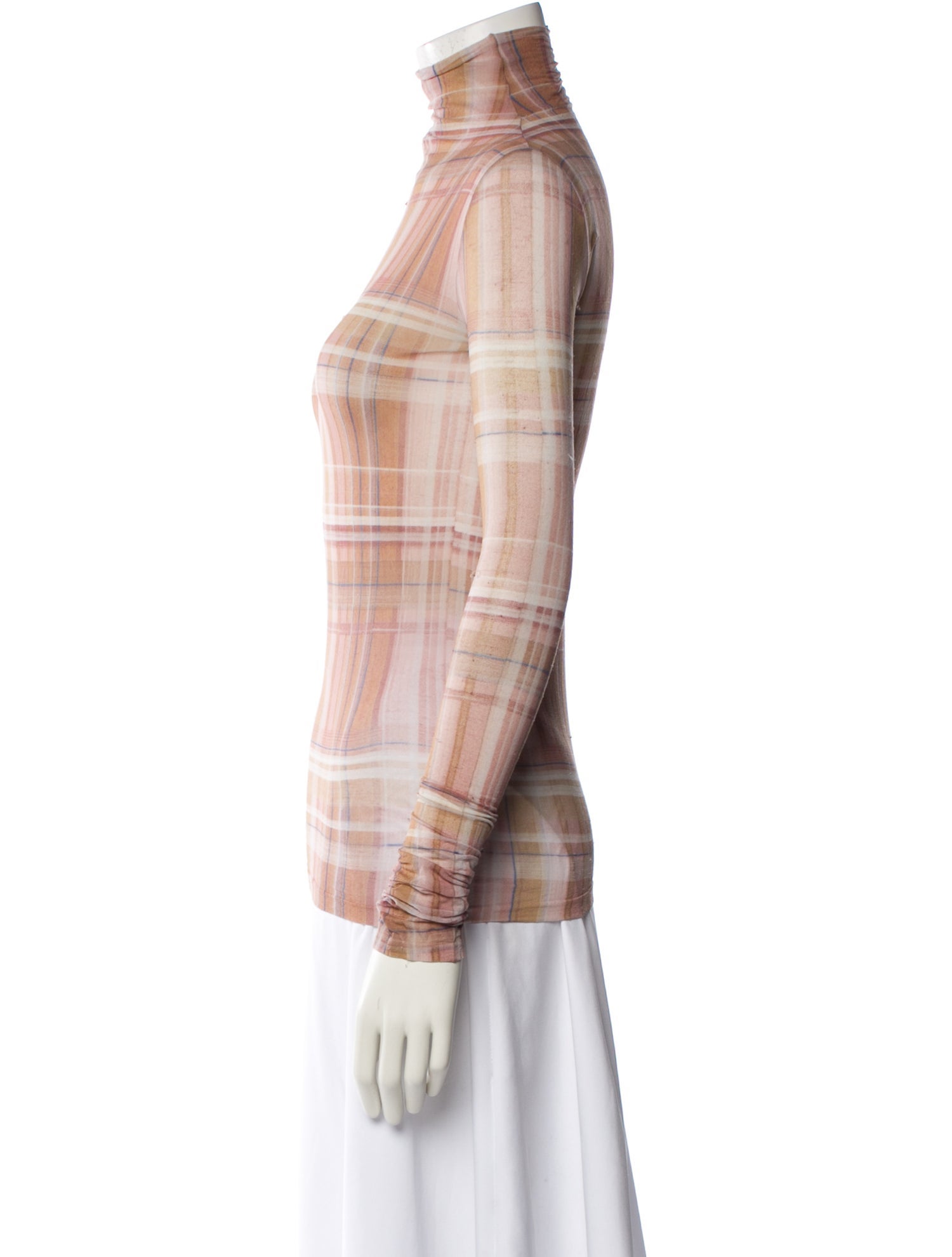 Acne Studios Plaid Print Mock Neck Top