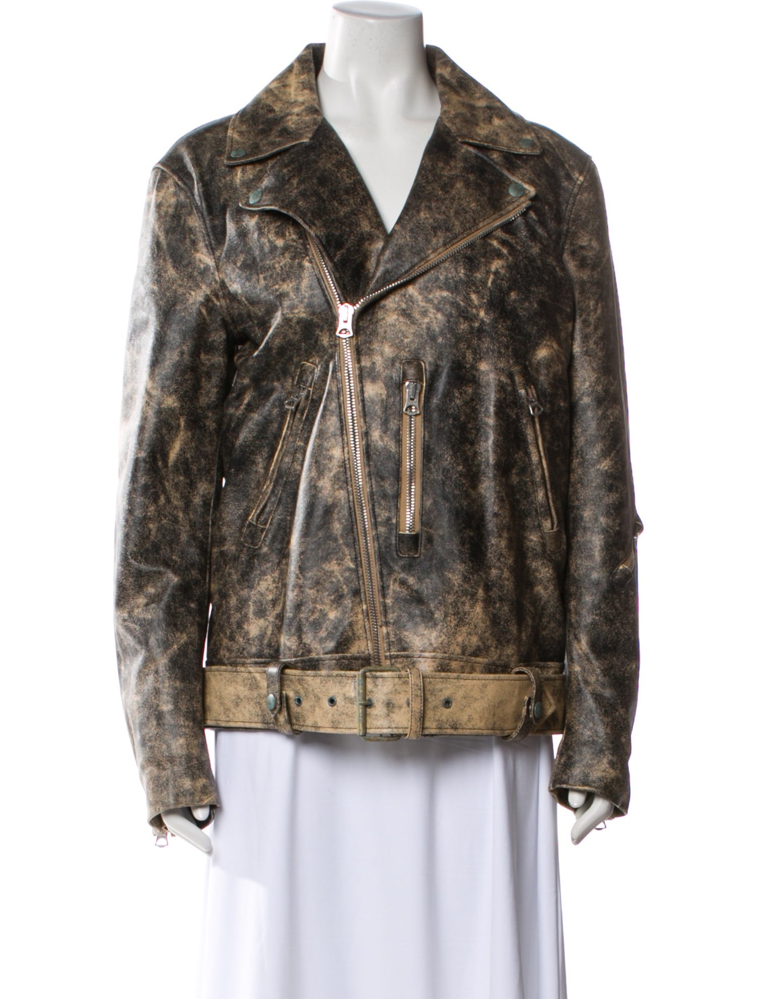 Acne Studios Lamb Leather Animal Print Faux Fur Jacket