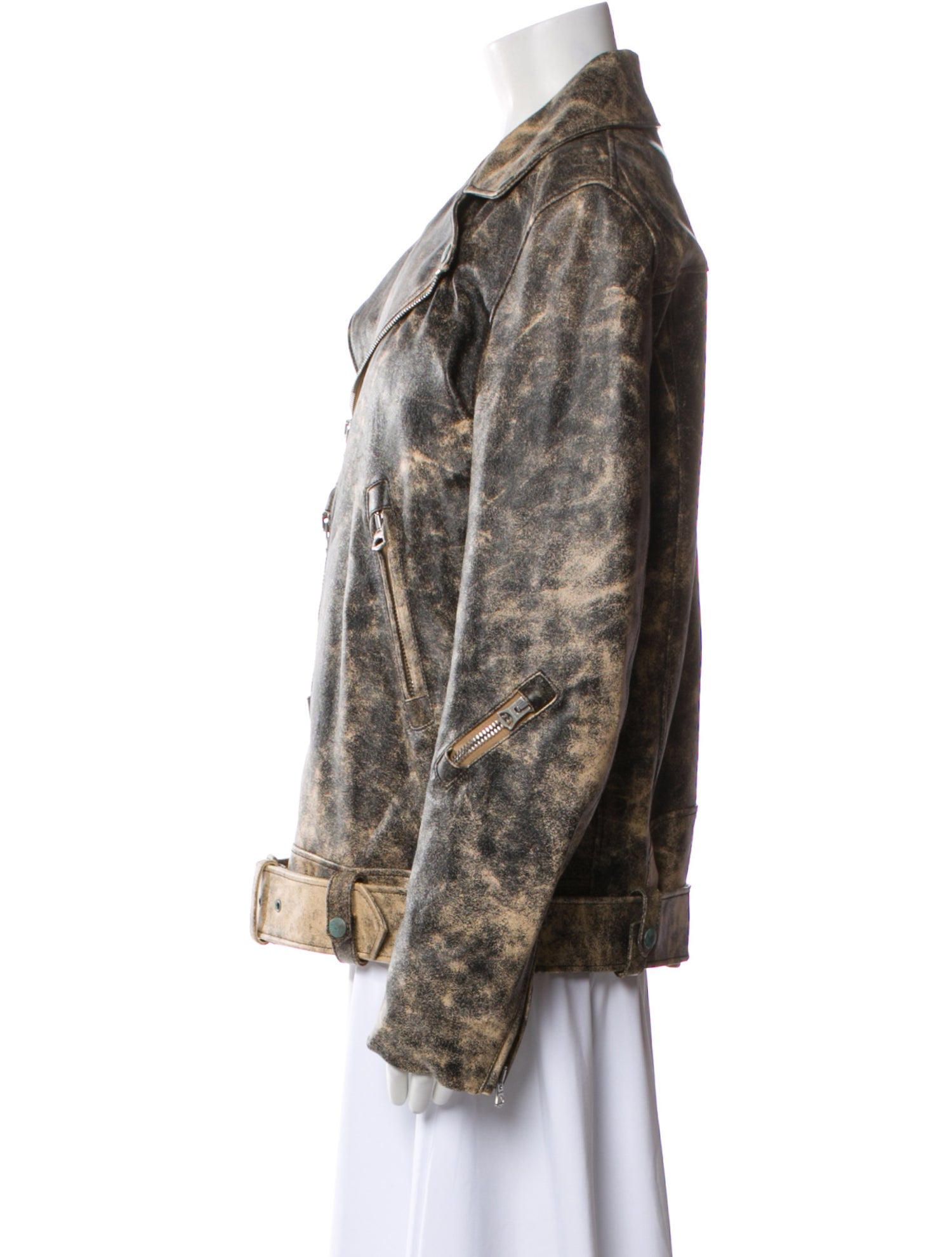 Acne Studios Lamb Leather Animal Print Faux Fur Jacket