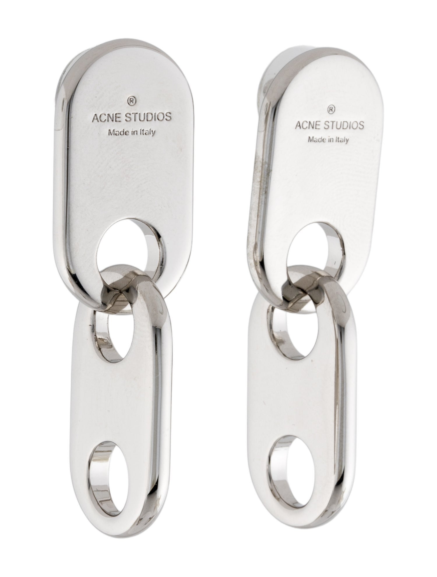 Acne Studios Chain Lock Logo Drop Earrings