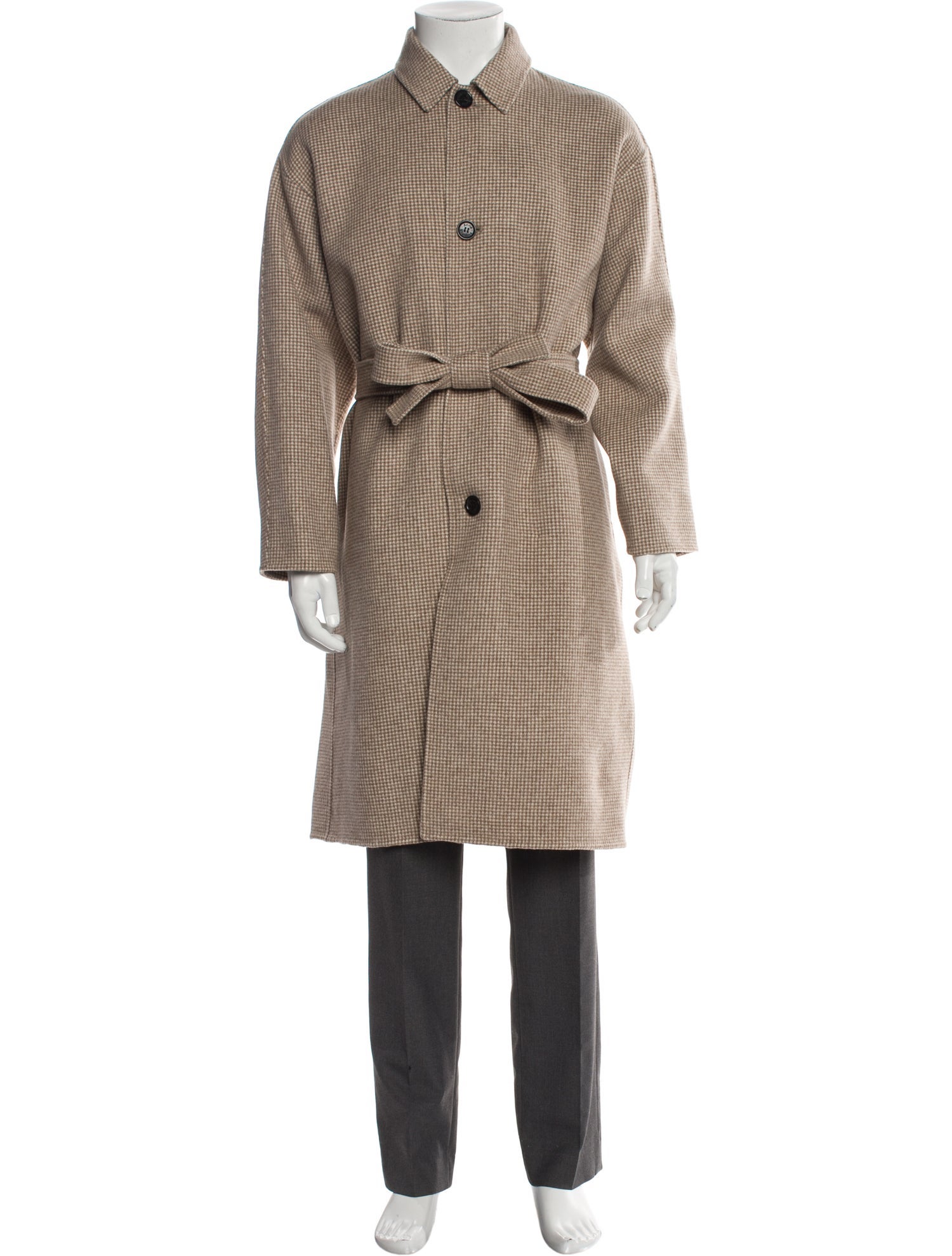 Acne Studios Wool Houndstooth Print Trench Coat