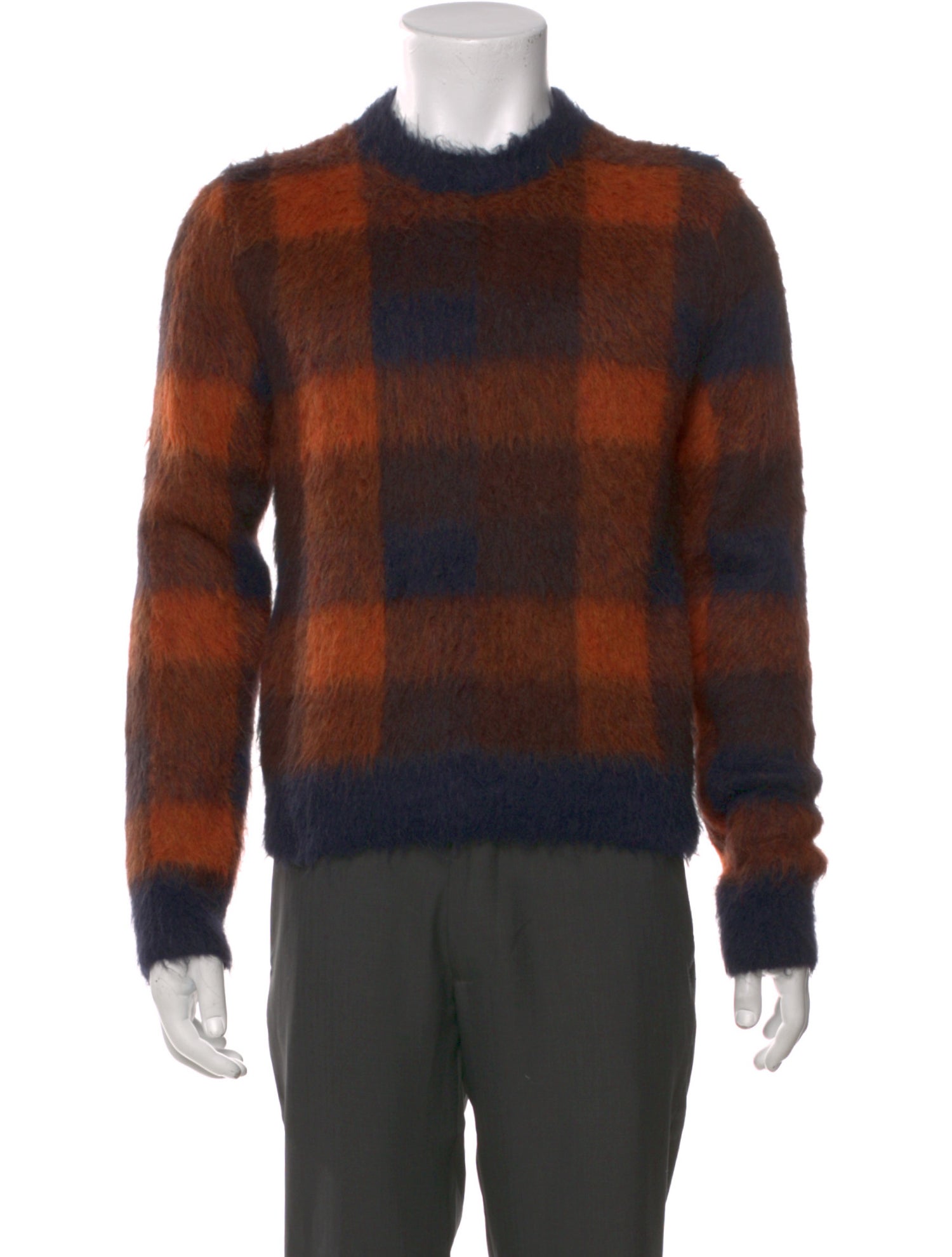 Acne Studios Plaid Print Crew Neck Pullover