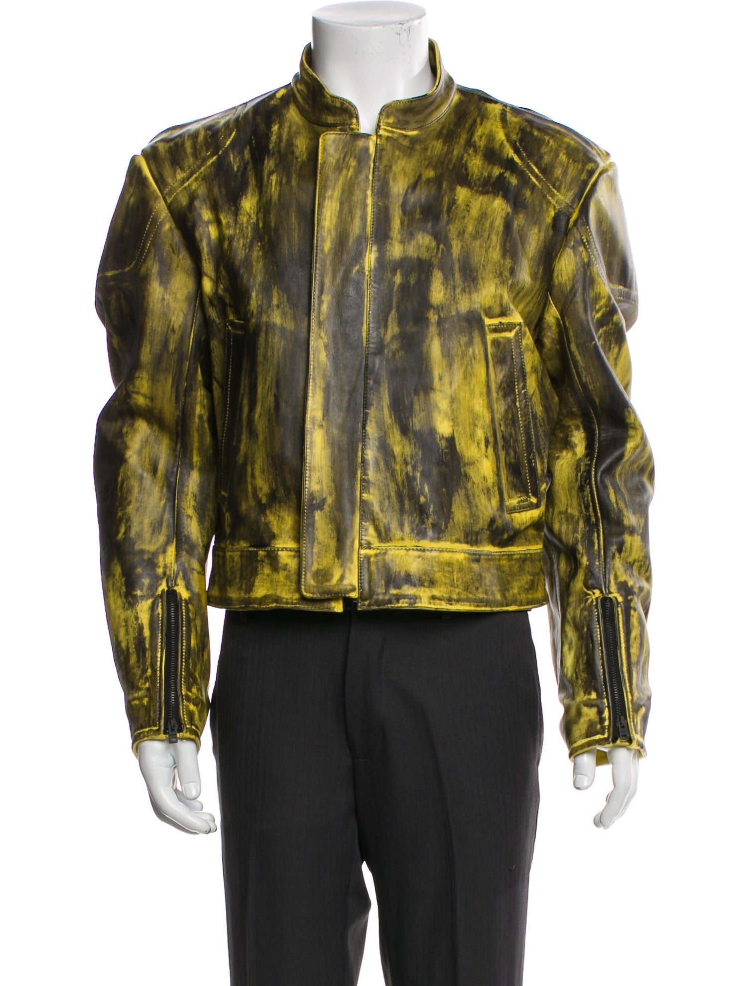 Acne Studios Calf Leather Tie-Dye Print Trucker Jacket