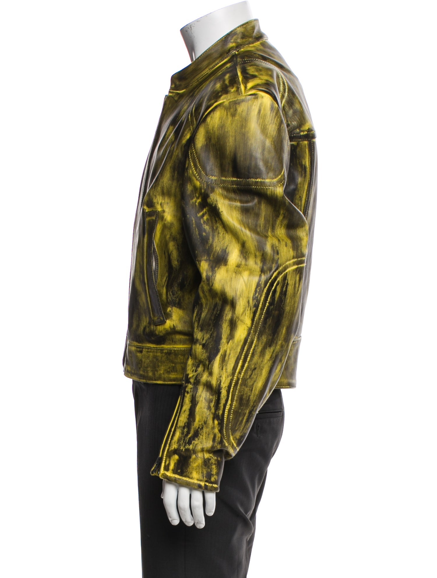 Acne Studios Calf Leather Tie-Dye Print Trucker Jacket