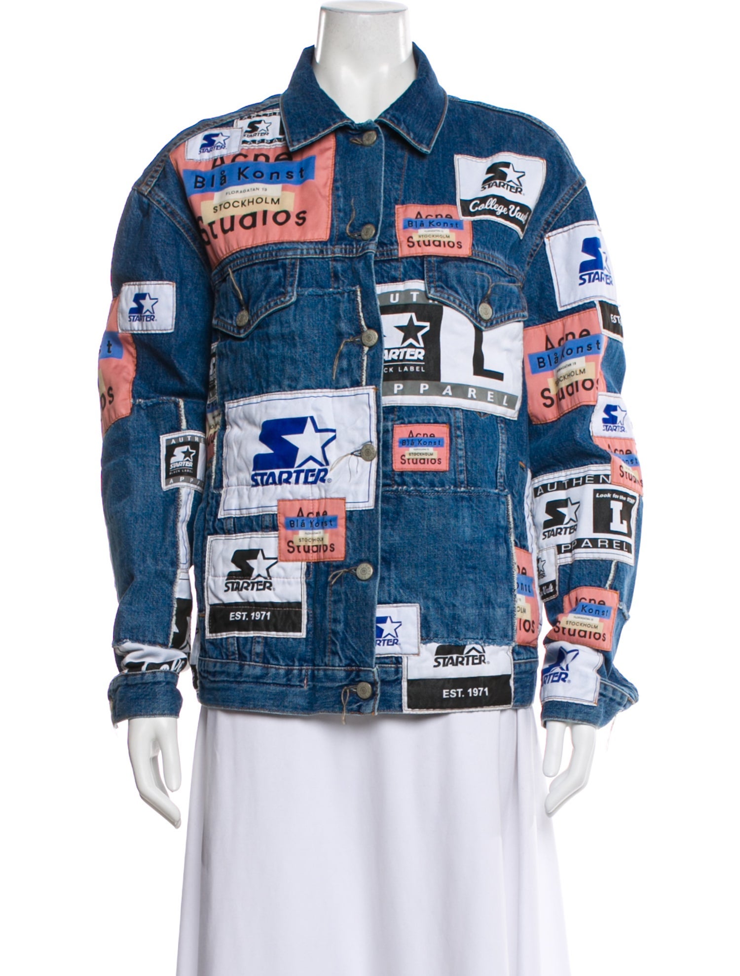 Acne Studios Blå Konst Printed Denim Jacket
