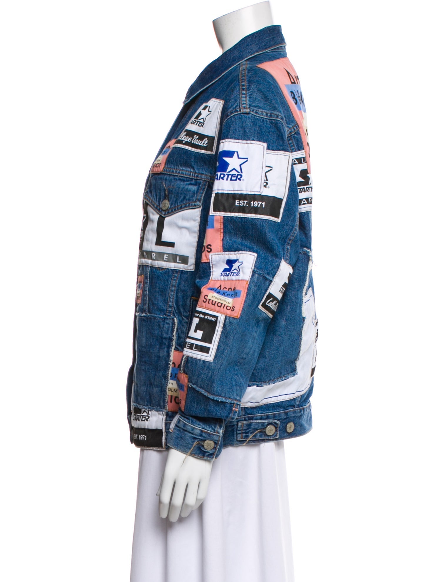 Acne Studios Blå Konst Printed Denim Jacket