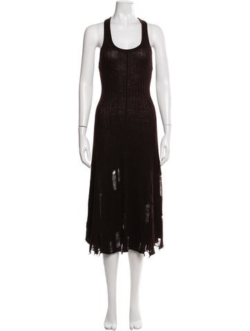 Pre-owned Acne Studios Scoop Neck Midi Length Dress In Brown