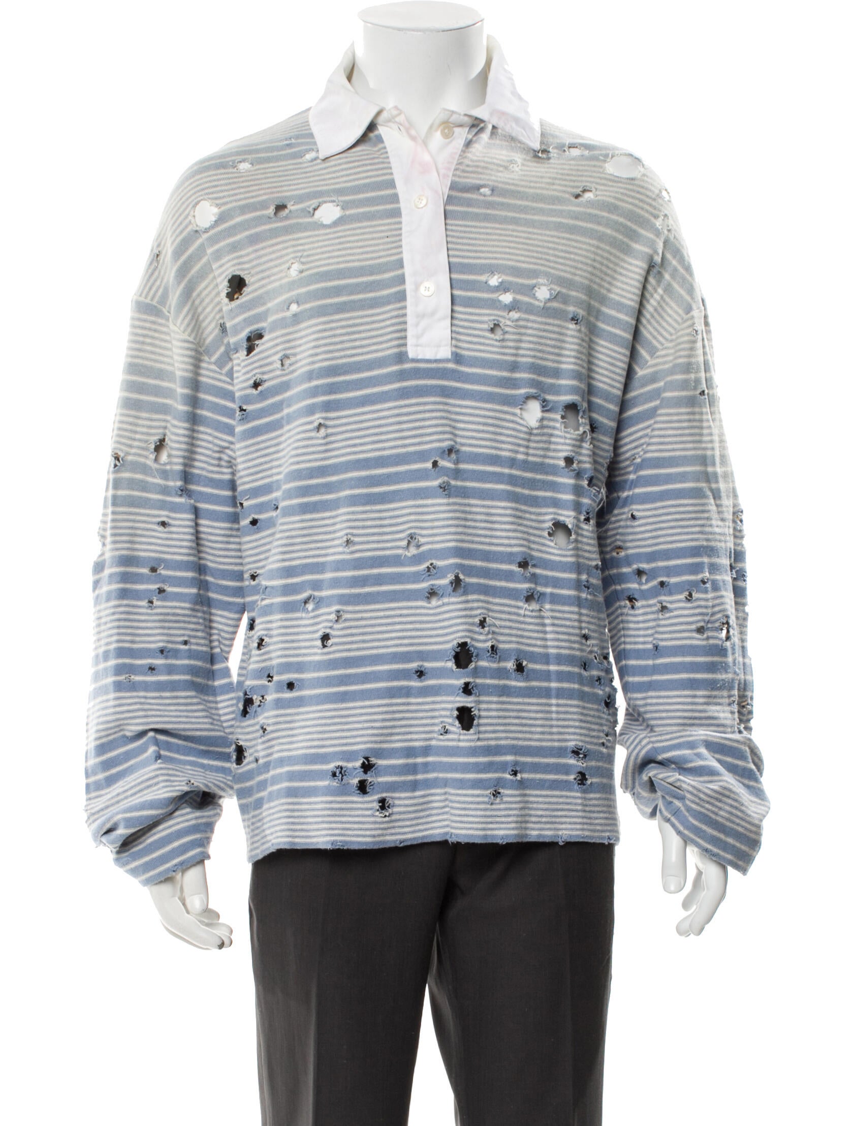 Acne Studios Striped Collar Polo Shirt