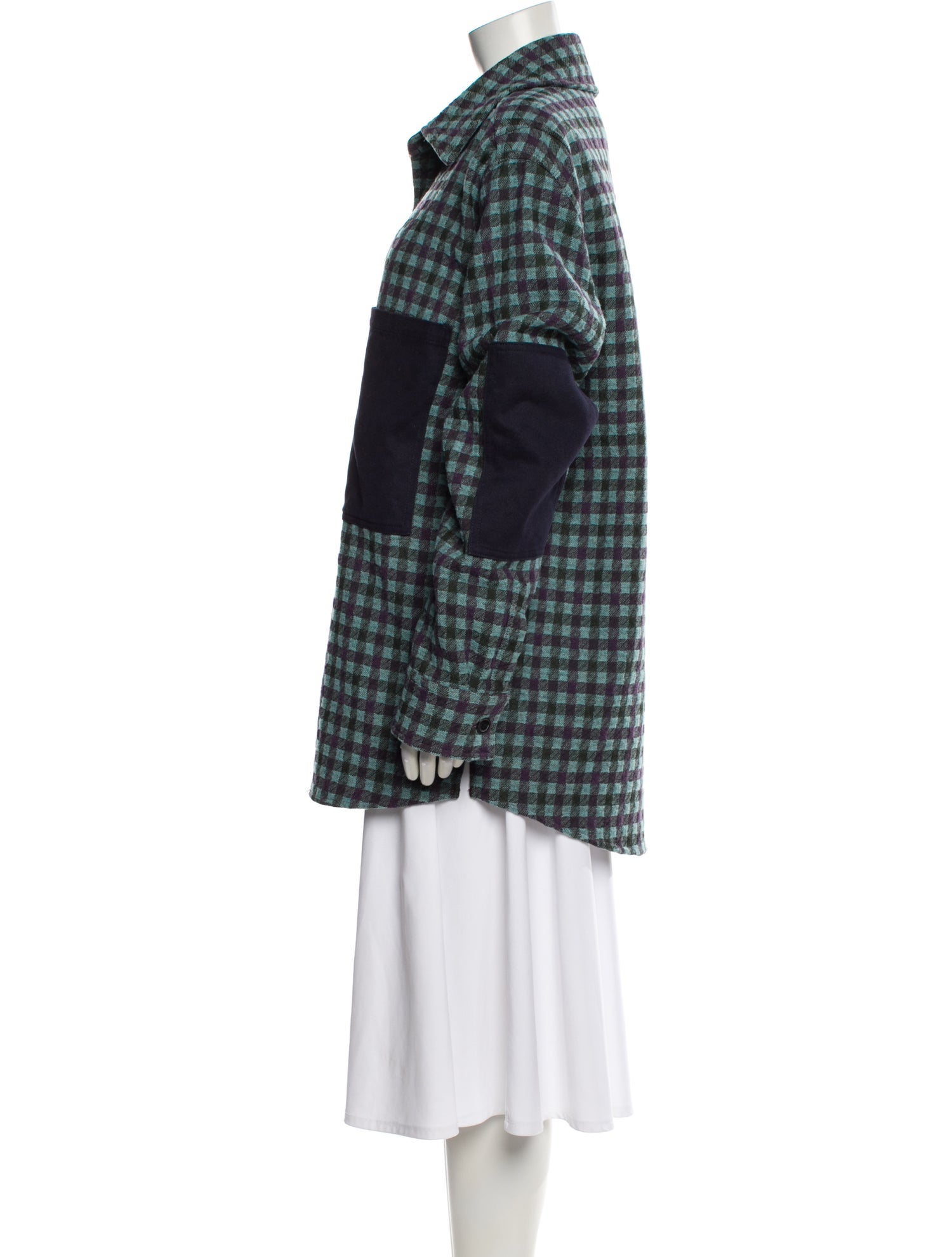 Acne Studios Wool Plaid Print Peacoat