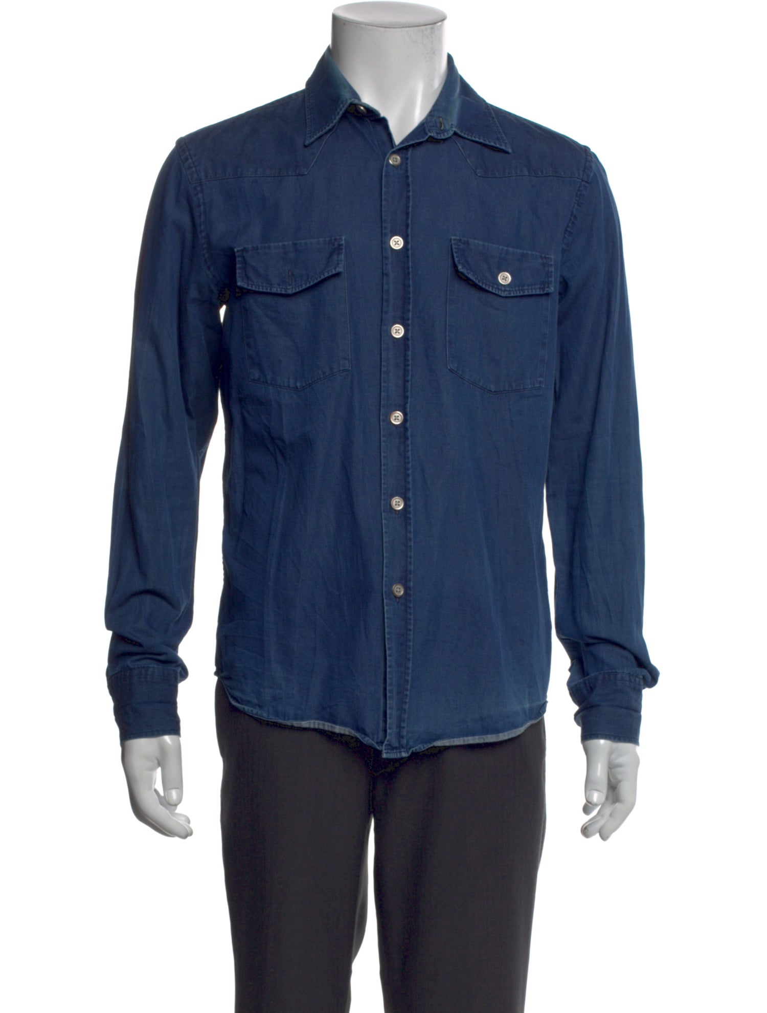 Acne Studios Suede Long Sleeve Denim Shirt