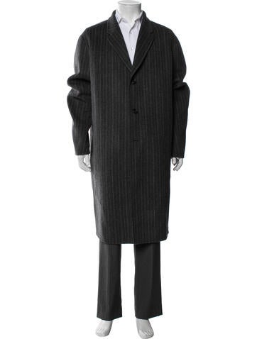 Pre-owned Acne Studios Wool Striped Overcoat In Gray