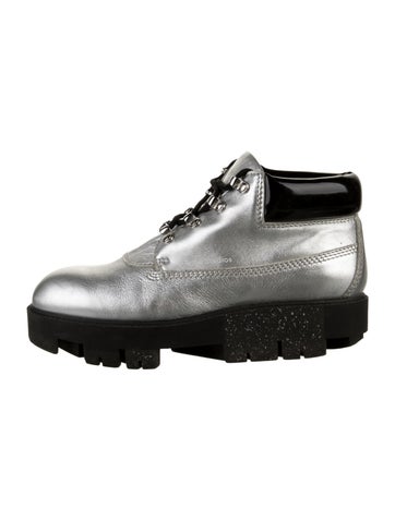 Pre-owned Acne Studios Leather Combat Boots In White