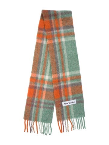 Pre-owned Acne Studios Plaid Print Scarf In Green