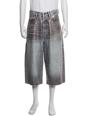 Pre-owned Acne Studios Striped Denim Shorts W/ Tags In Blue