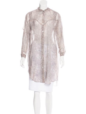 Acne Snakeskin Print Button-Up Top