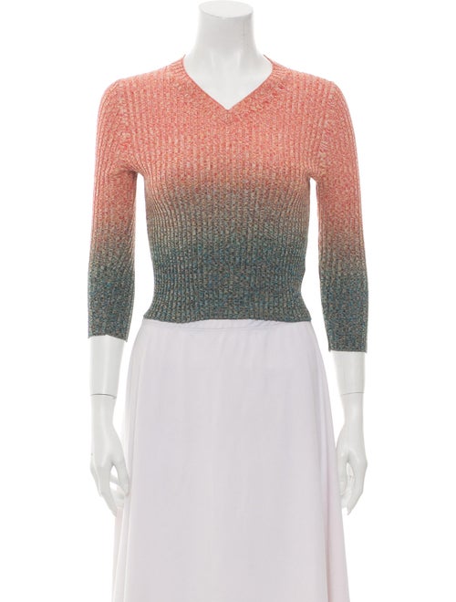 Acne Studios Tie-Dye Print V-Neck Sweater Orange