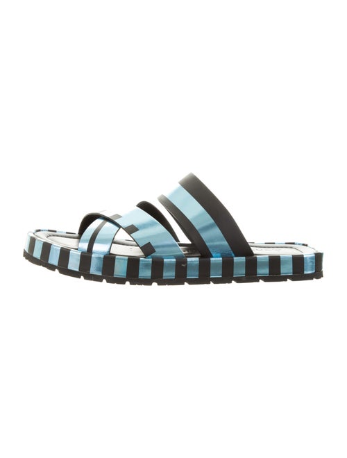 Acne Studios Striped Leather Slides Black