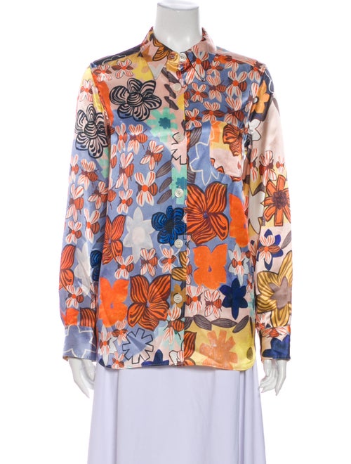 Acne Studios Floral Print Long Sleeve Button-Up To
