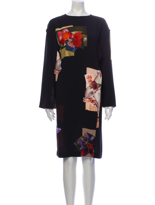 Acne Studios Floral Print Knee-Length Dress Black