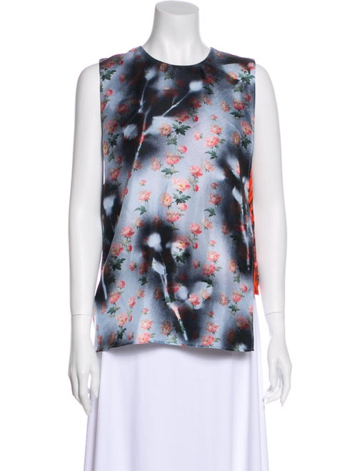 Acne Studios Silk Floral Print Blouse Blue