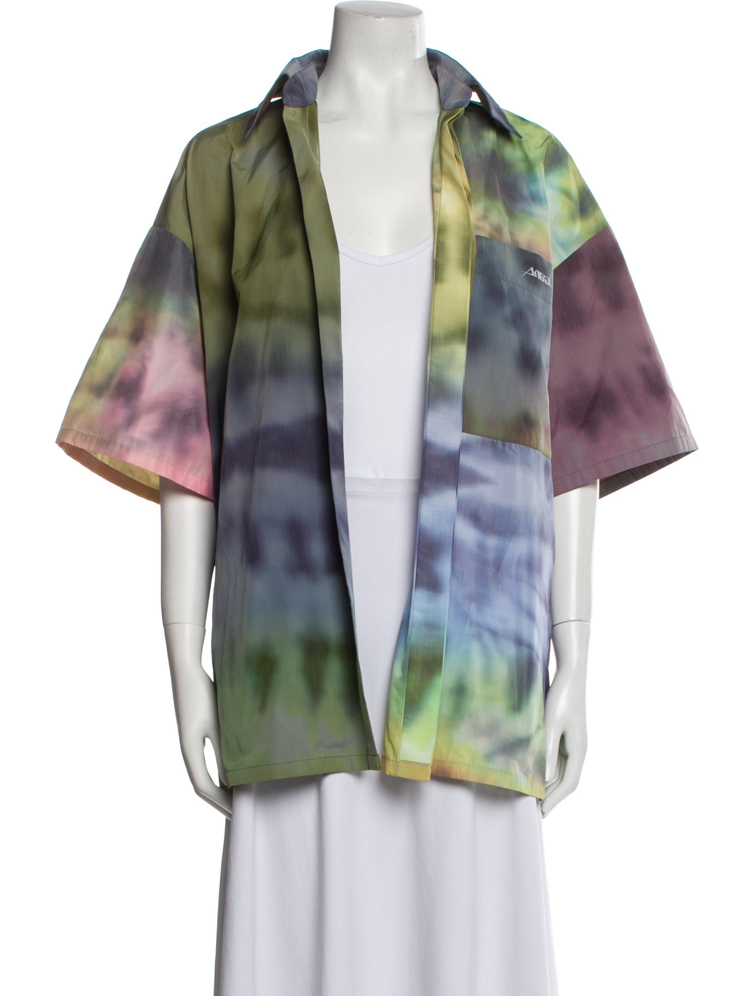 Angel Chen Tie-Dye Print Three-Quarter Sleeve Polo