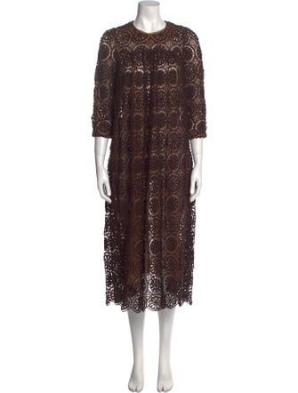 A Détacher Lace Pattern Midi Length Dress