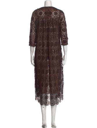 A Détacher Lace Pattern Midi Length Dress