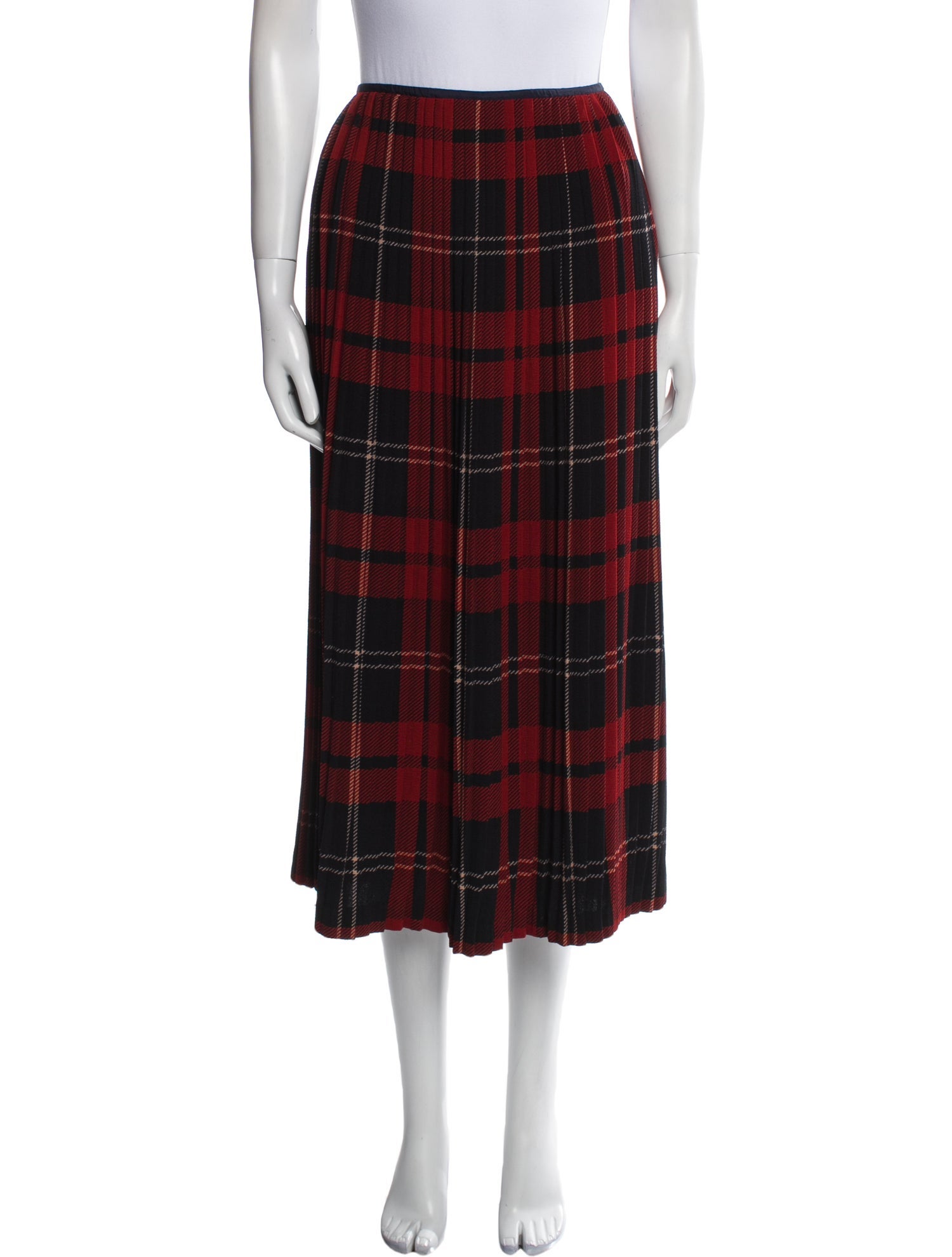 A Détacher Plaid Print Midi Length Skirt