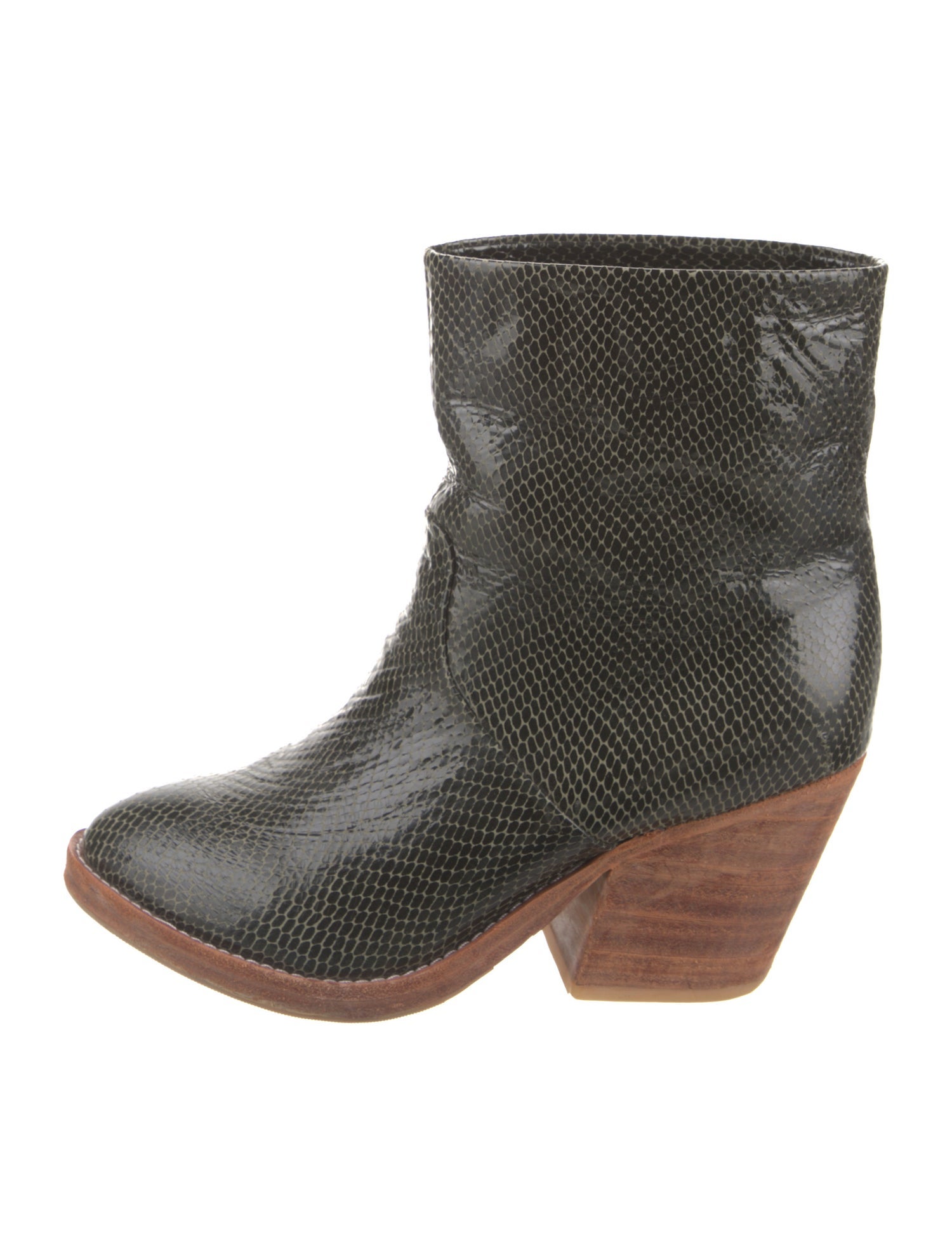 A Détacher Embossed Leather Printed Boots