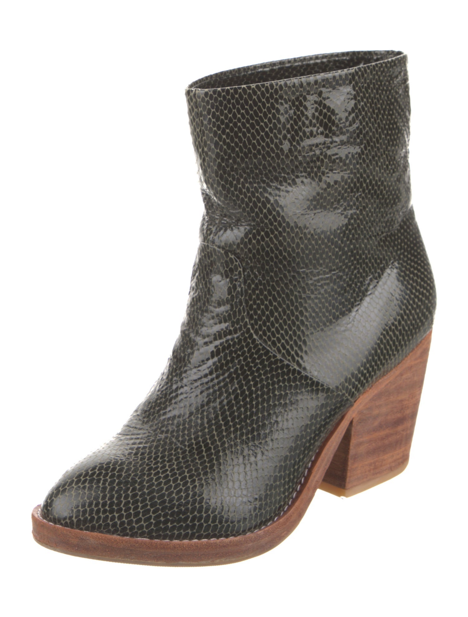 A Détacher Embossed Leather Printed Boots