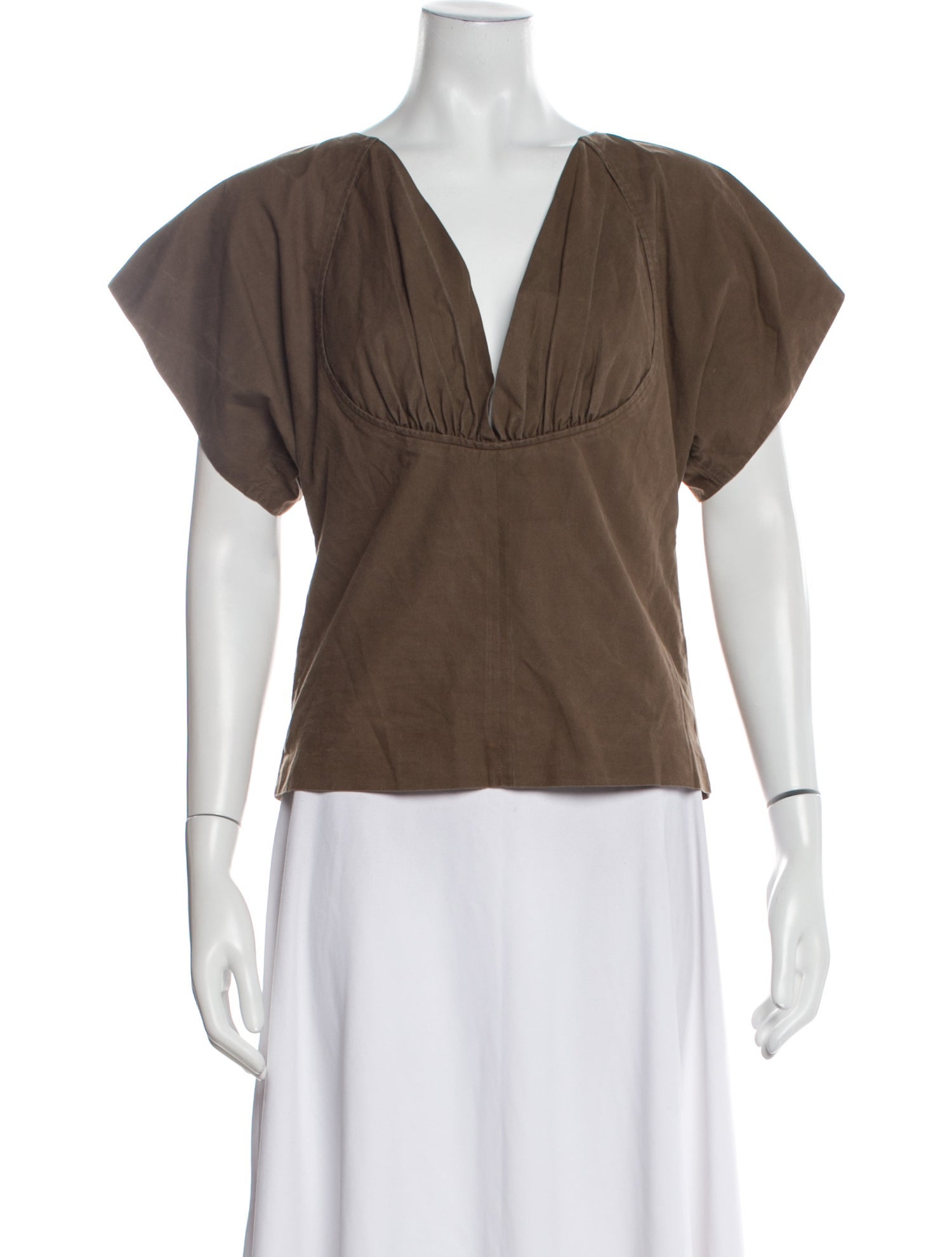 A Détacher V-Neck Short Sleeve Blouse