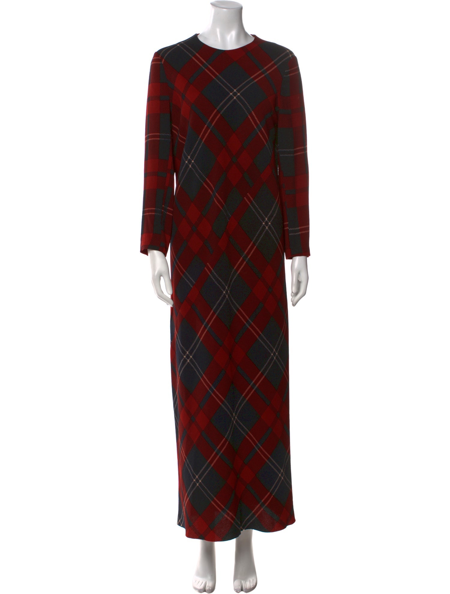 A Détacher Plaid Print Long Dress