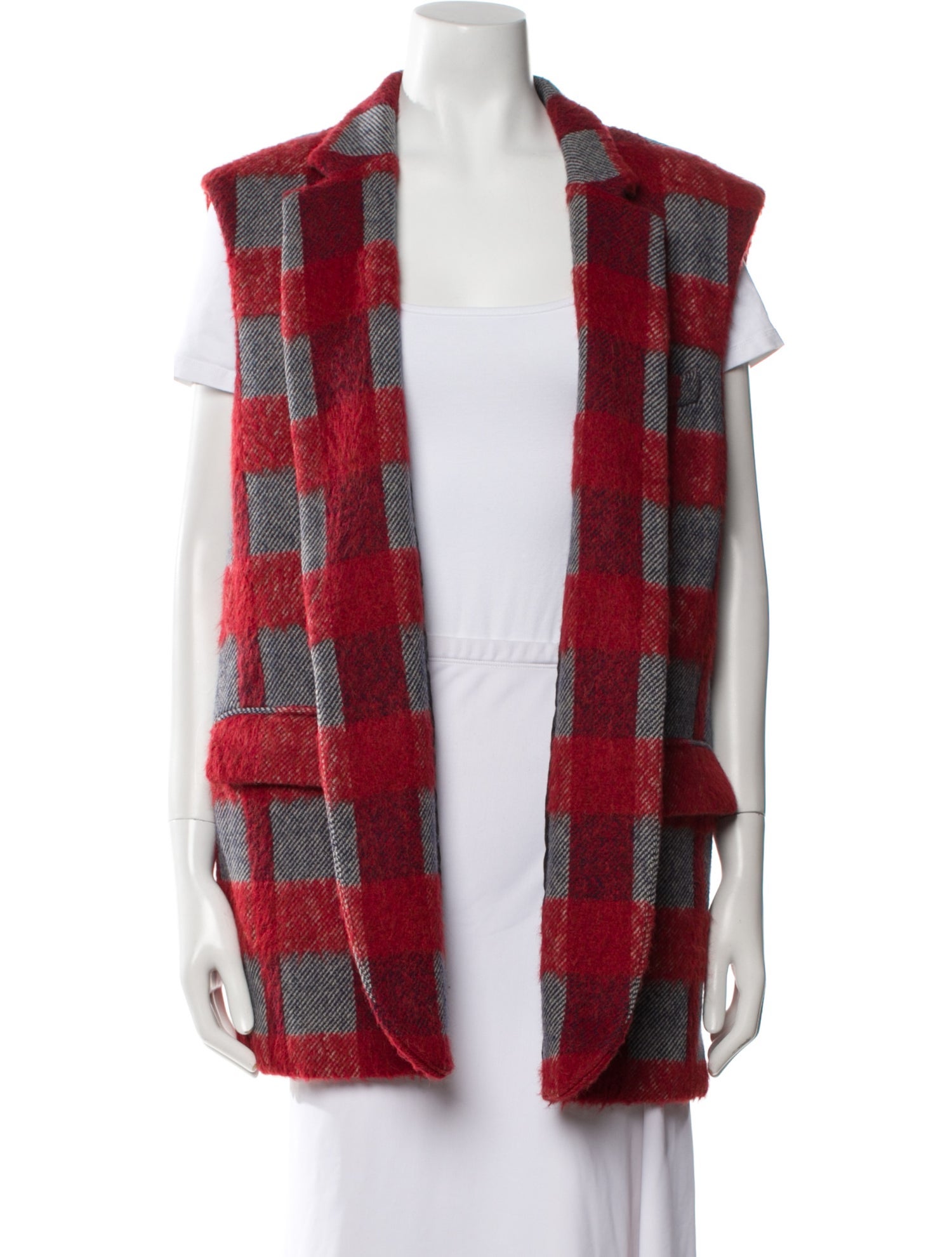 A Détacher Plaid Print Vest