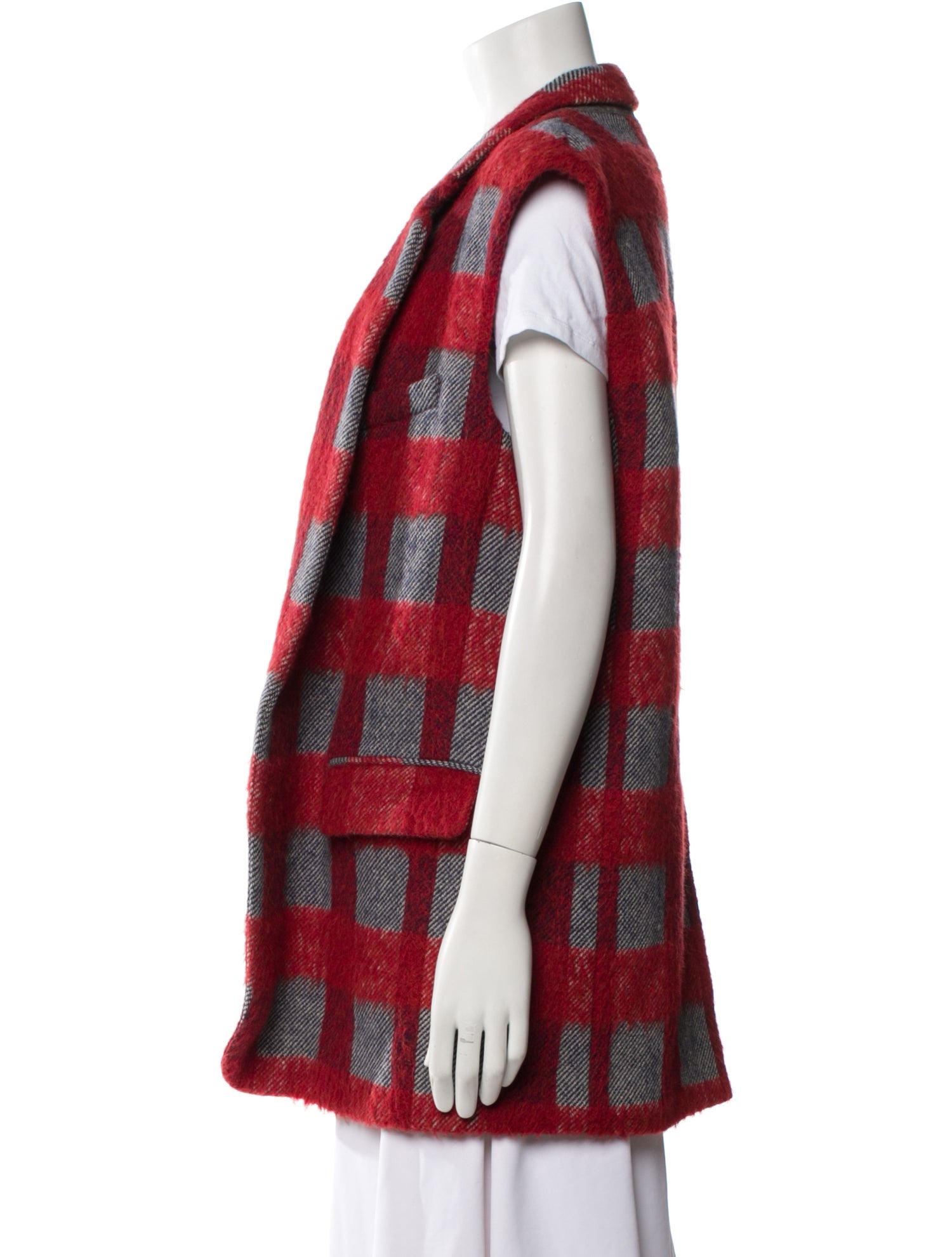 A Détacher Plaid Print Vest